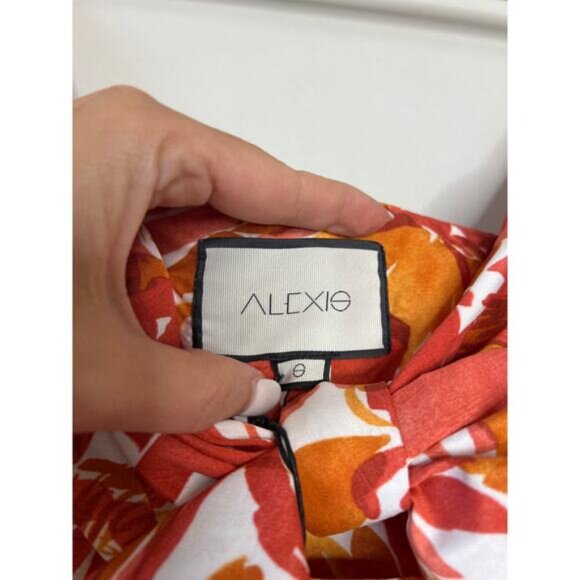 NWT Alexis Ilda Floral Lined Knotted Cut Out Sweetheart Mini Dress Orange - Picture 6 of 9